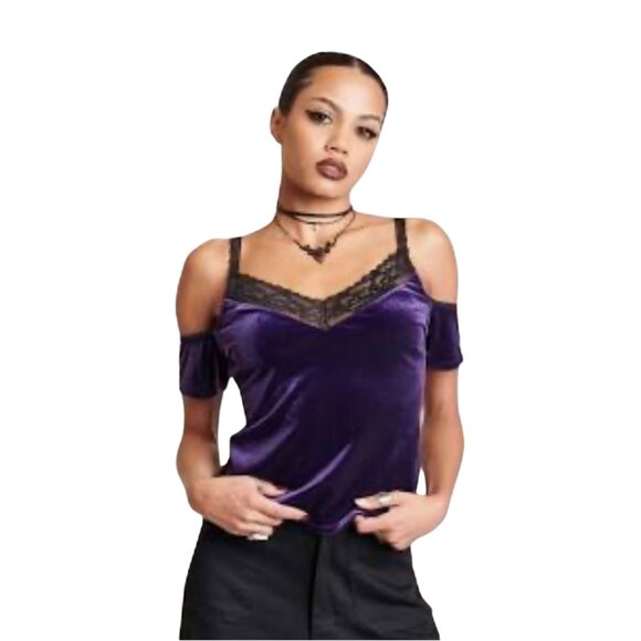 Midnight Hour Purple Velvet Top - Picture 1 of 5